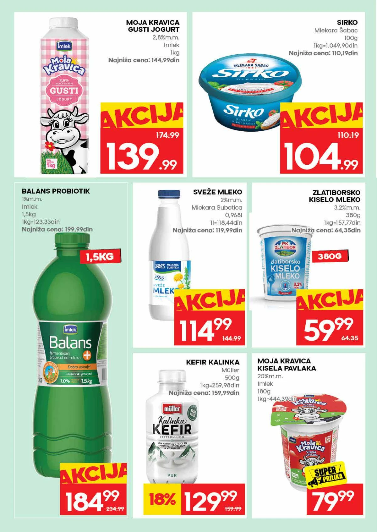 IDEA akcija do 10.06.2026 – mleko i jogurt po TOP cenama IDEA katalog strana 10 – jogurt, kefir, kiselo mleko i probiotski proizvodi na akciji