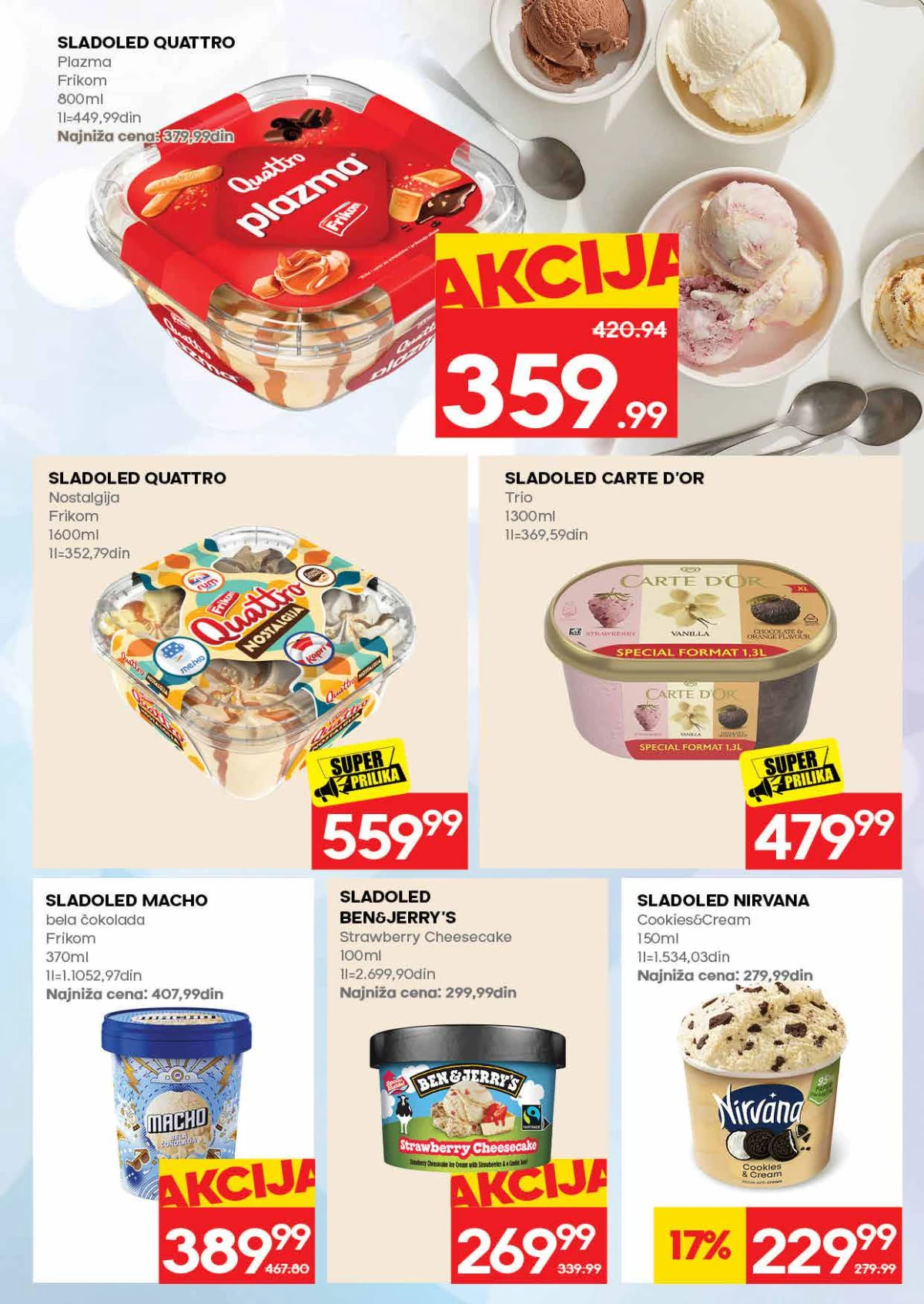 IDEA katalog do 10.06.2026 – sladoledi i zamrznuti program IDEA akcija strana 13 – sladoledi i zamrznuti proizvodi po TOP cenama
