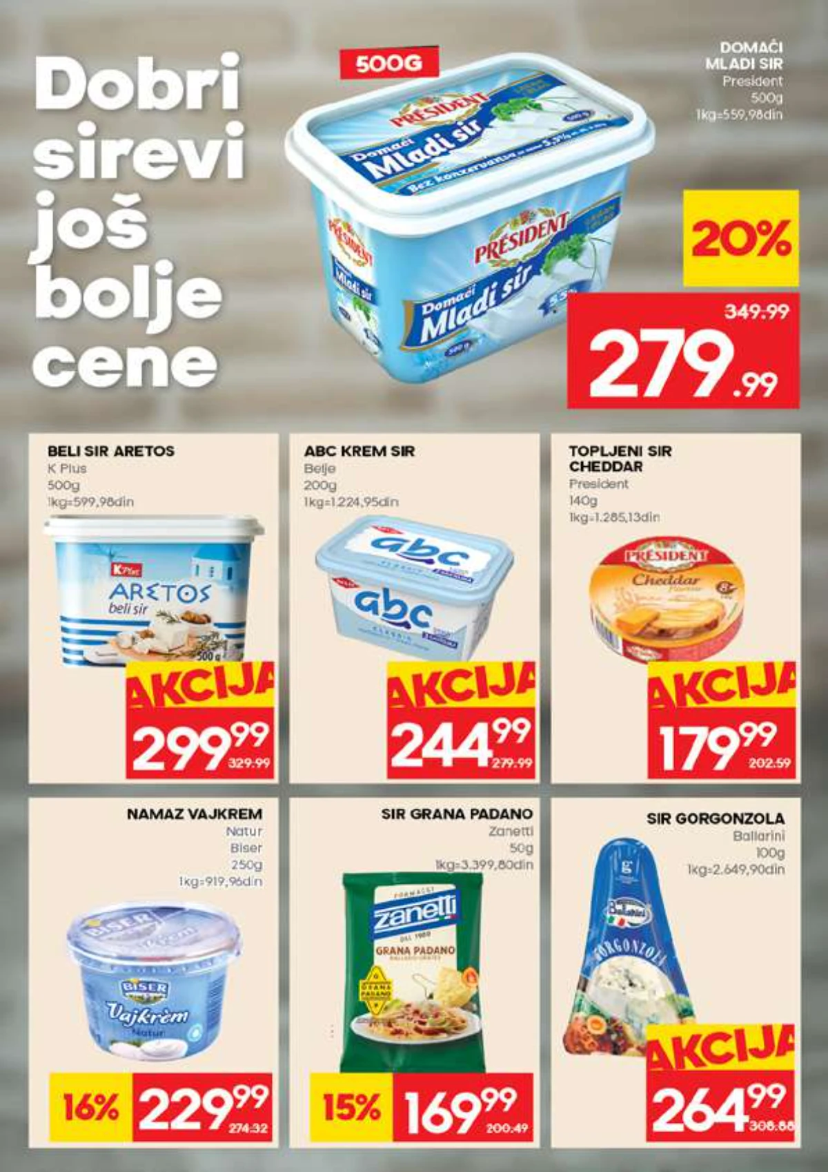 IDEA akcija strana 9 – mladi sir, ABC krem sir i cheddar na sniženju