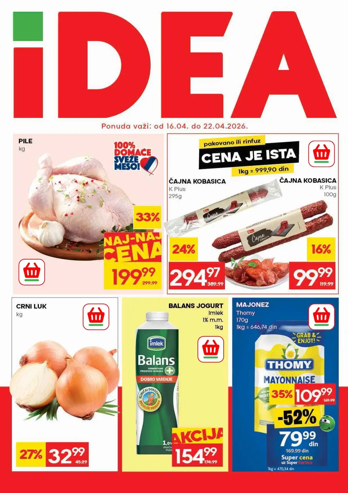 IDEA akcija – popusti do 55% na prehranu i kućne proizvode do 22.04.2026