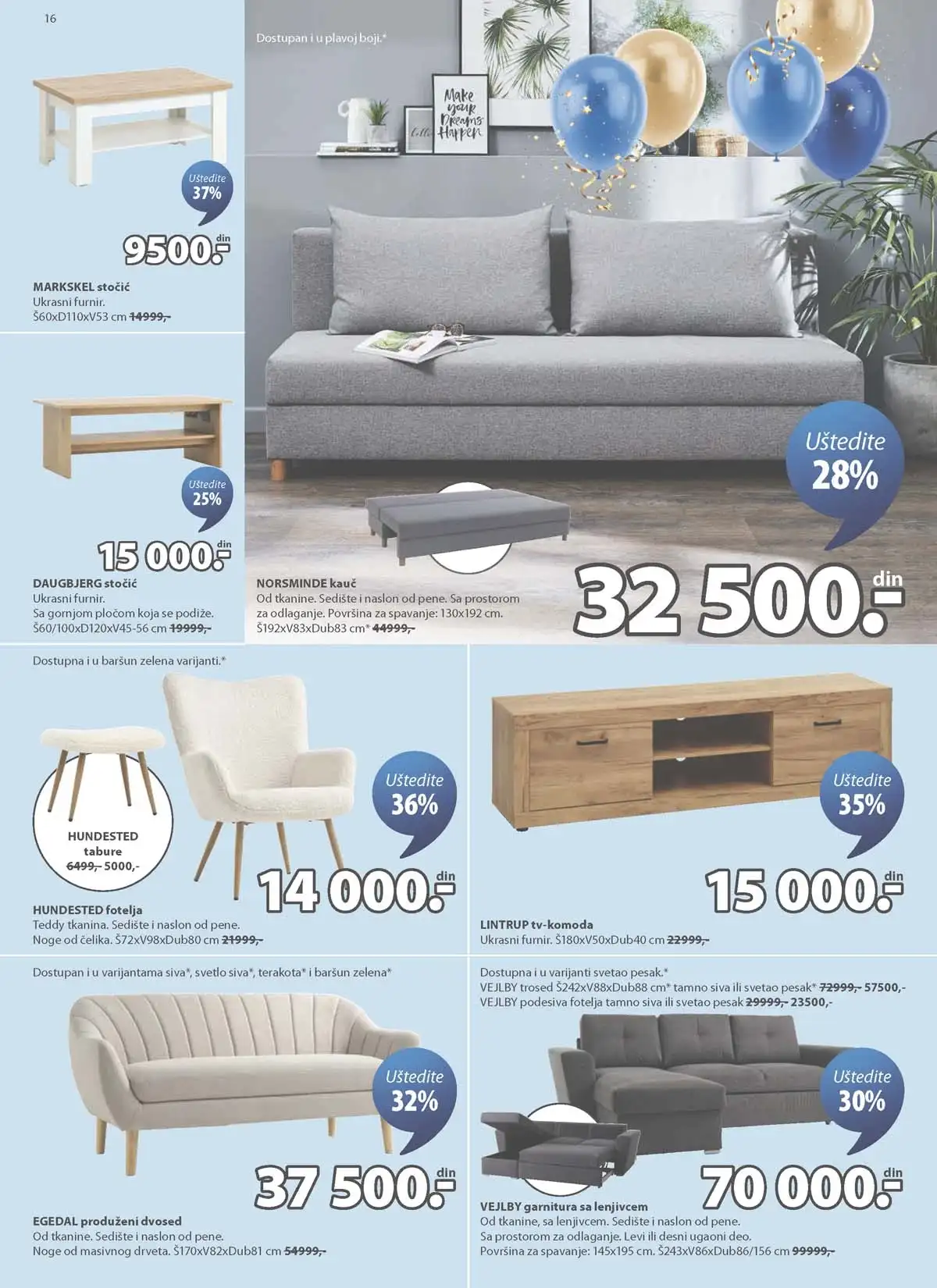 JYSK akcija za dom strana 16 JYSK katalog sniženja do 14.04.2026 strana 16 nameštaj i kućni tekstil