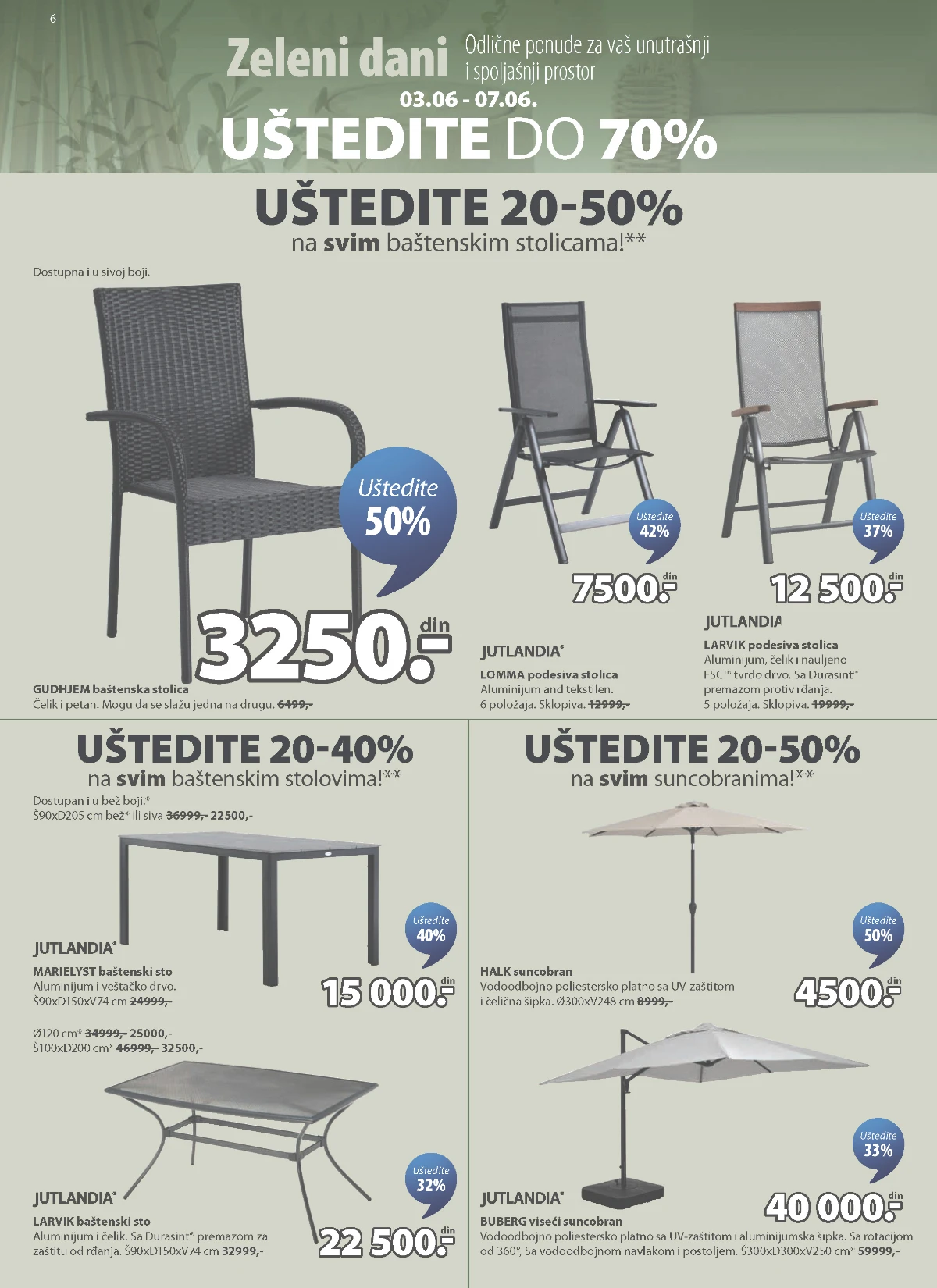 JYSK baštenske stolice i suncobrani do 50% popusta strana 6 JYSK baštenske stolice stolovi i suncobrani do 50% popusta