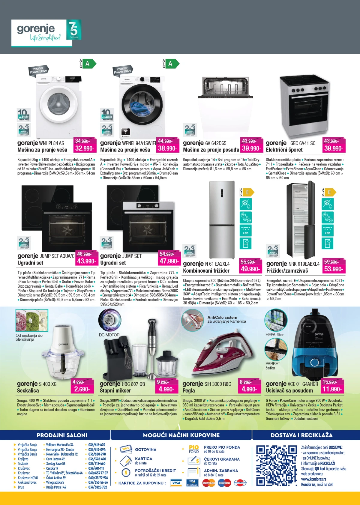 Kondor AS katalog maj 2026 Gorenje veš mašine, rerne i frižideri strana 8