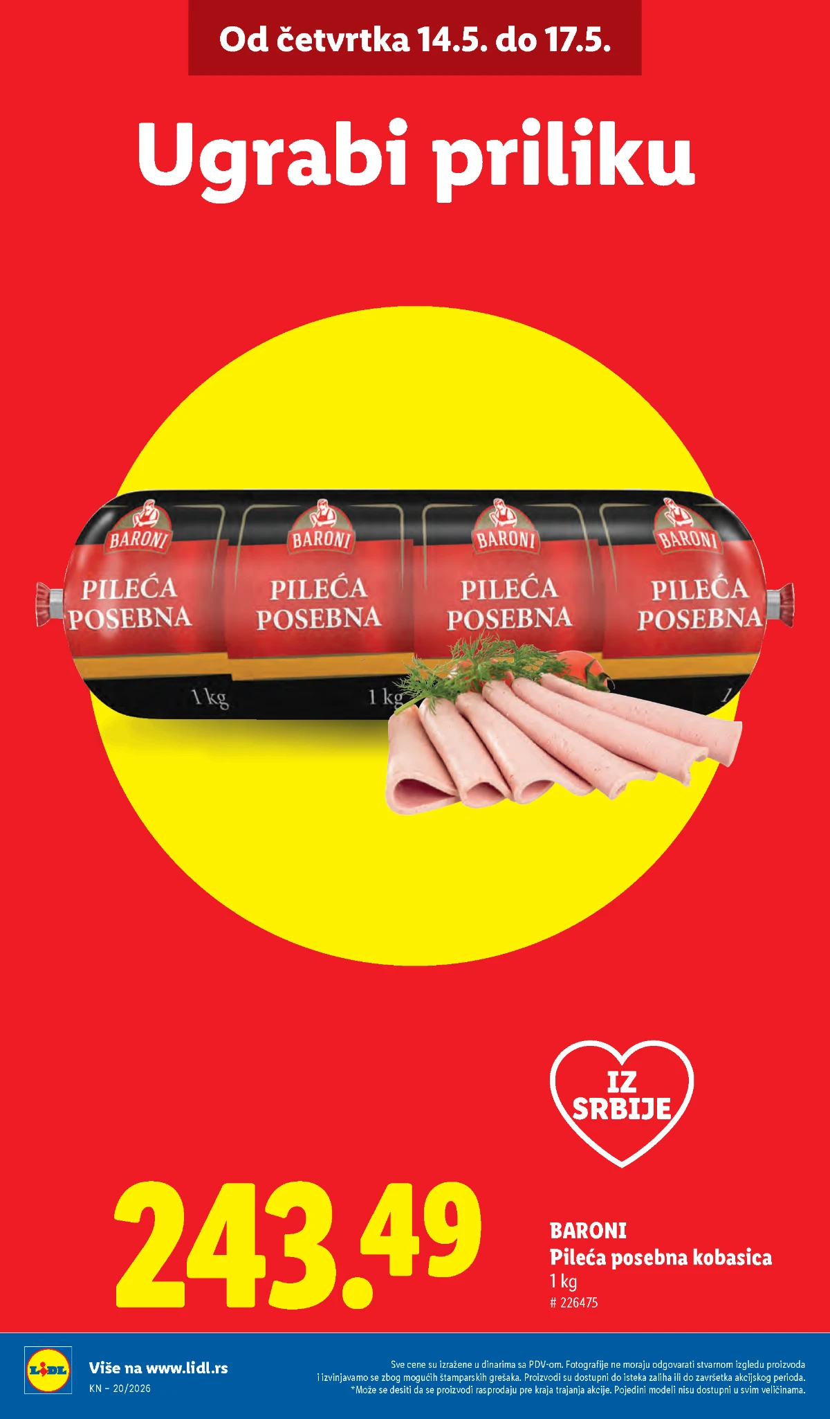Lidl katalog strana 4 – pekara i sveže pecivo od 14.05.2026 Lidl pekara maj 2026 – integralni đevrek, krofne i kroasani po akcijskim cenama