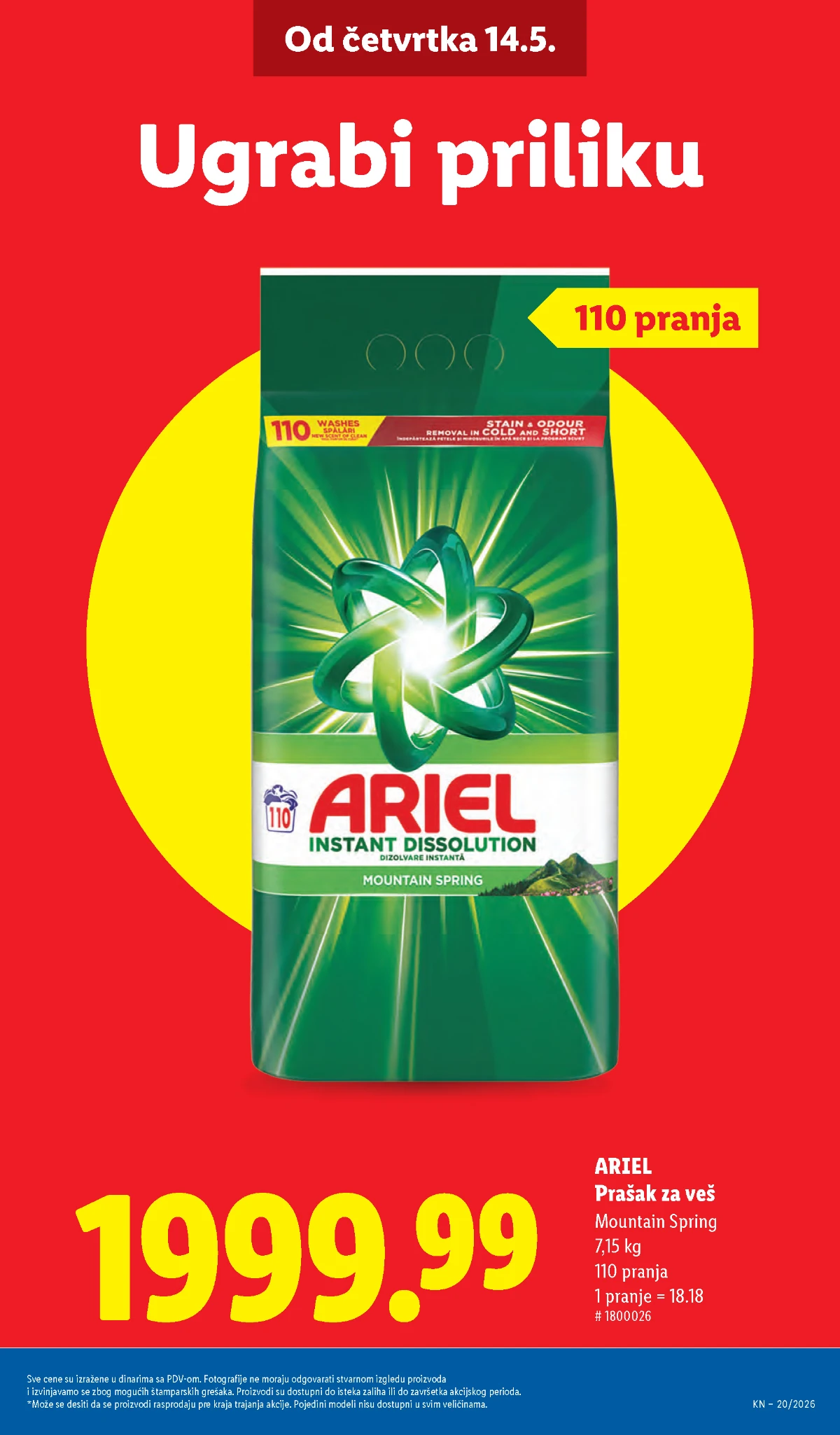 Lidl katalog strana 9 – Ariel i kućna hemija Lidl kućna hemija maj 2026 – Ariel prašak 7,15 kg po akcijskoj ceni