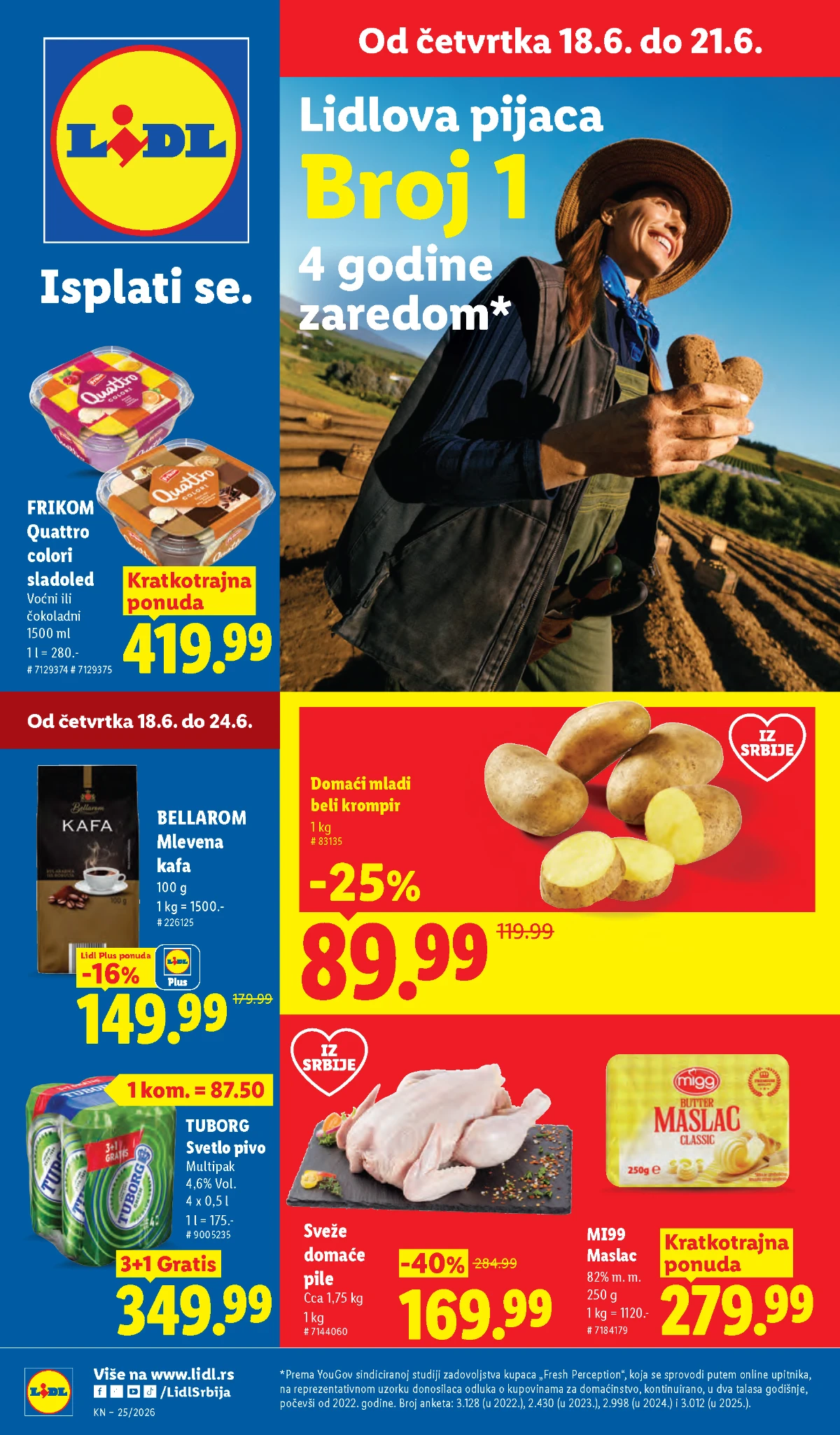 Lidl katalog do 24.06.2026 – krompir 89,99 RSD, sveže pile 169,99 RSD i brojne akcije