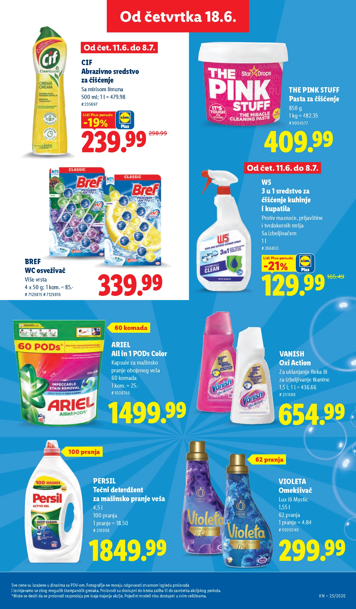 Deterdženti i sredstva za održavanje doma Persil Ariel Vanish Violeta i Pink Stuff na akciji