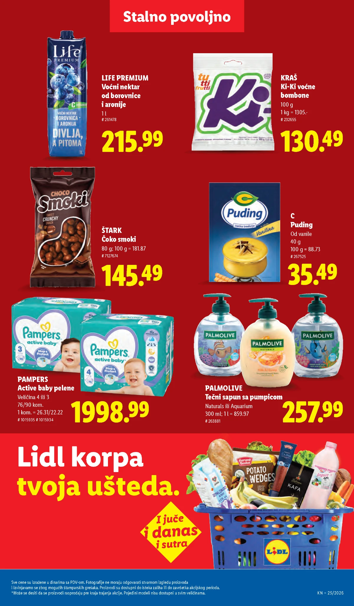 Proizvodi za porodicu po Lidl cenama Pampers Palmolive Ki Ki i voćni napici na akciji