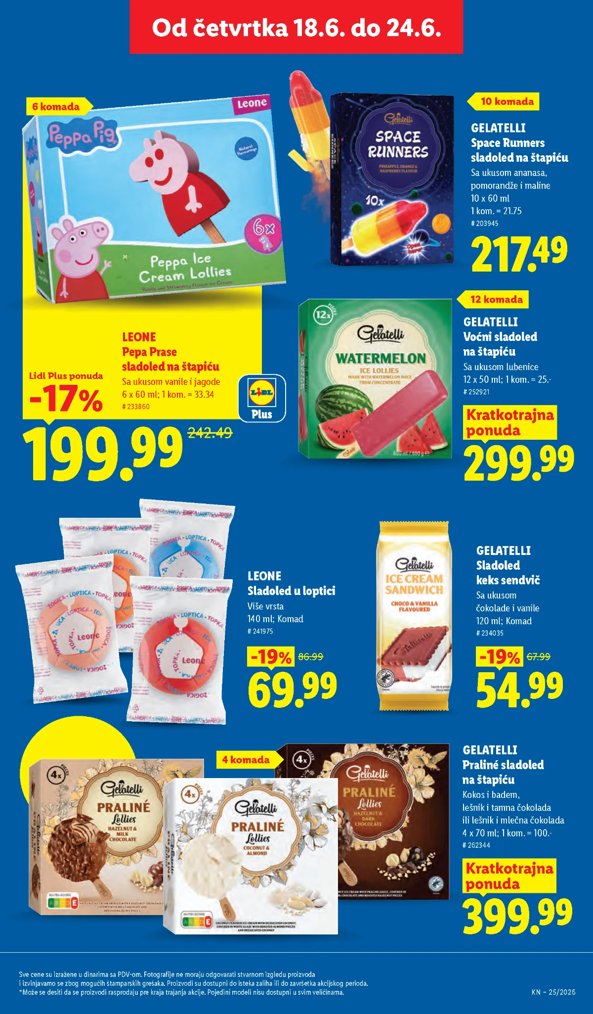 Voćni i porodični sladoledi po akcijskim cenama Gelatelli i Peppa Pig sladoledi na akciji