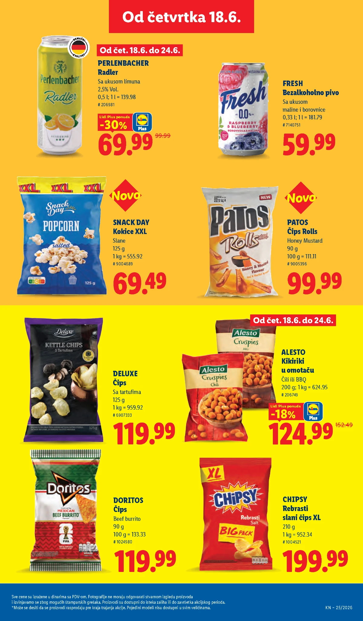 Veliki izbor grickalica po akcijskim cenama Doritos Chipsy Deluxe i kokice na akciji