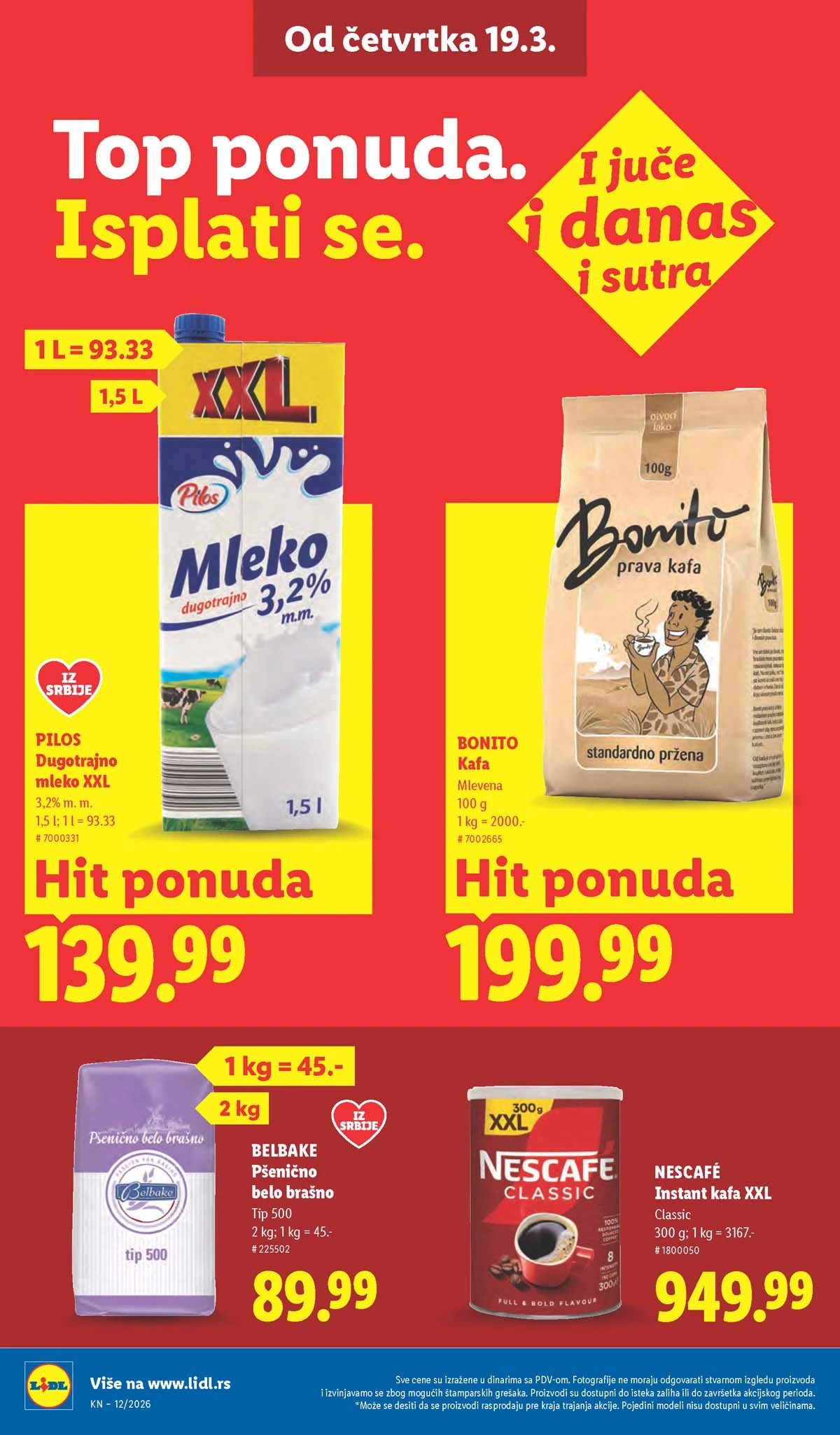 Lidl katalog strana 26 – aktuelna akcija i snižene cene do 25.03.2026 Lidl katalog akcija strana 26 – sniženja prehrana, pića i kućni proizvodi do 25.03.2026