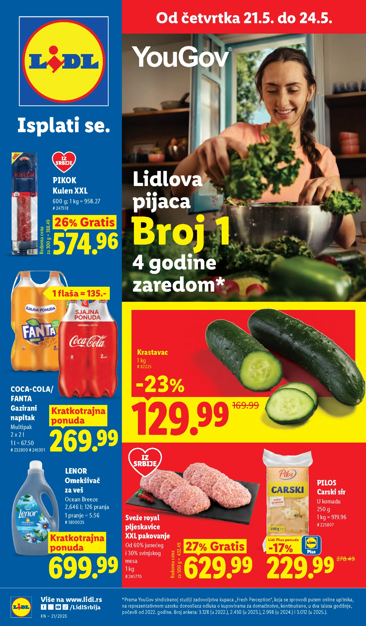 Lidl katalog Srbija maj 2026 – tikvice 119,99 din, nuggets 399,99 din i maslac 279,99 din