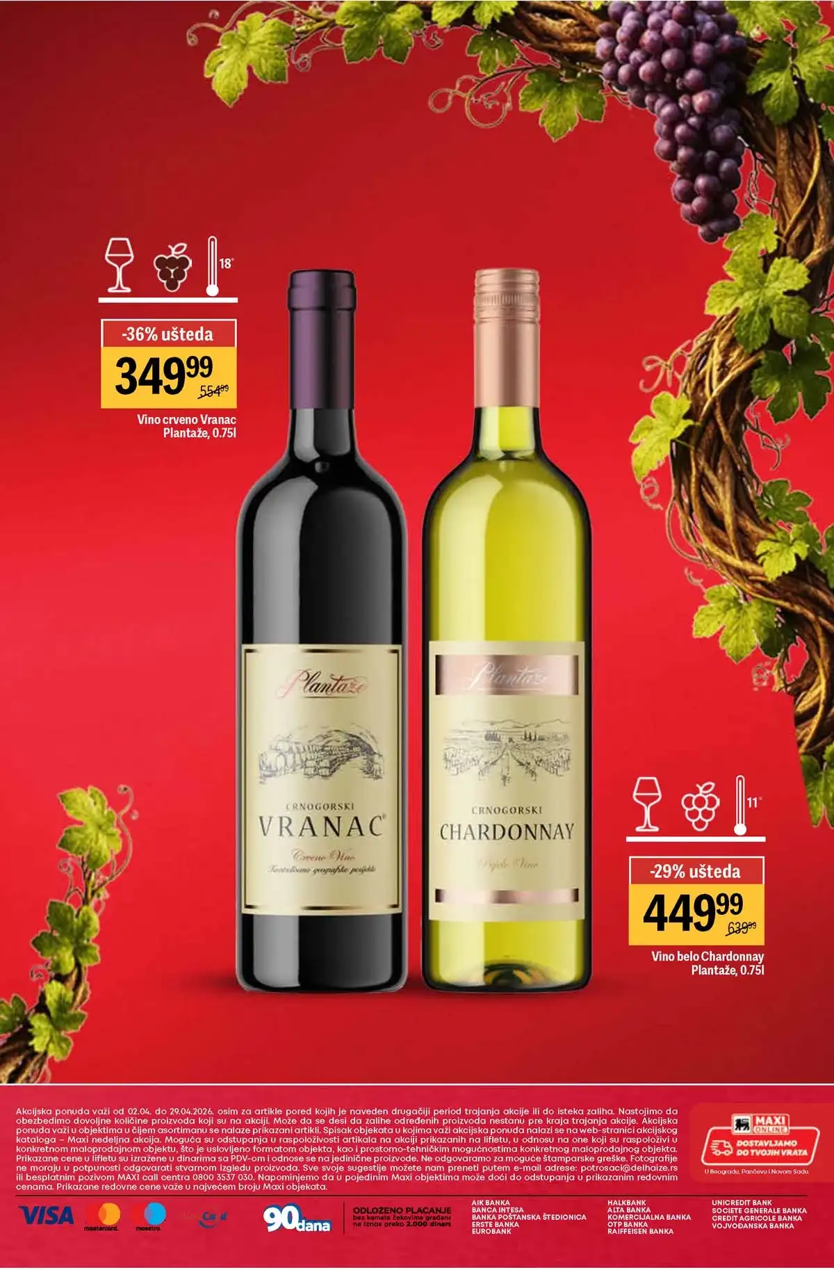 Maxi akcija vina do 40% strana 32 – ponude do 29.04.2026 Maxi vina do 40% katalog strana 32 Srbija 2026 do 29.04.