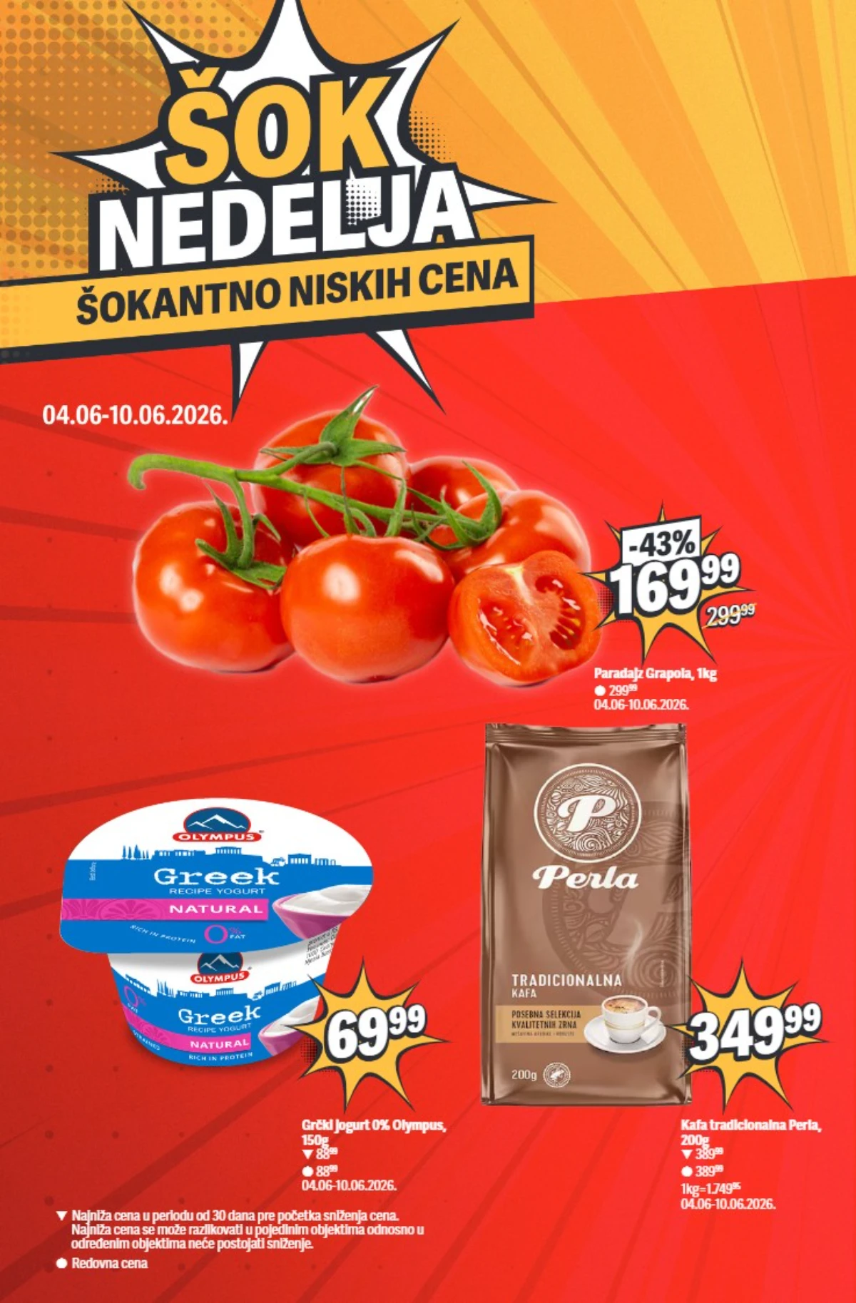 Maxi Šok nedelja – paradajz, grčki jogurt i kafa Perla na akciji