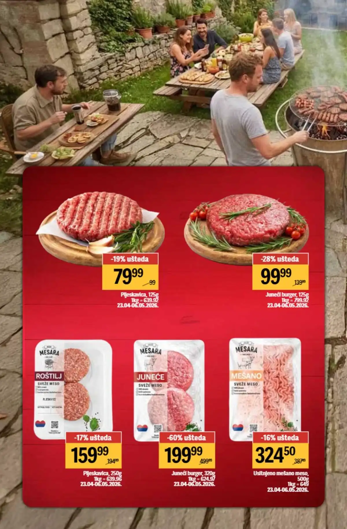 Maxi nedeljni katalog strana 4 sveže meso i delikatesi akcija Srbija april / maj 2026