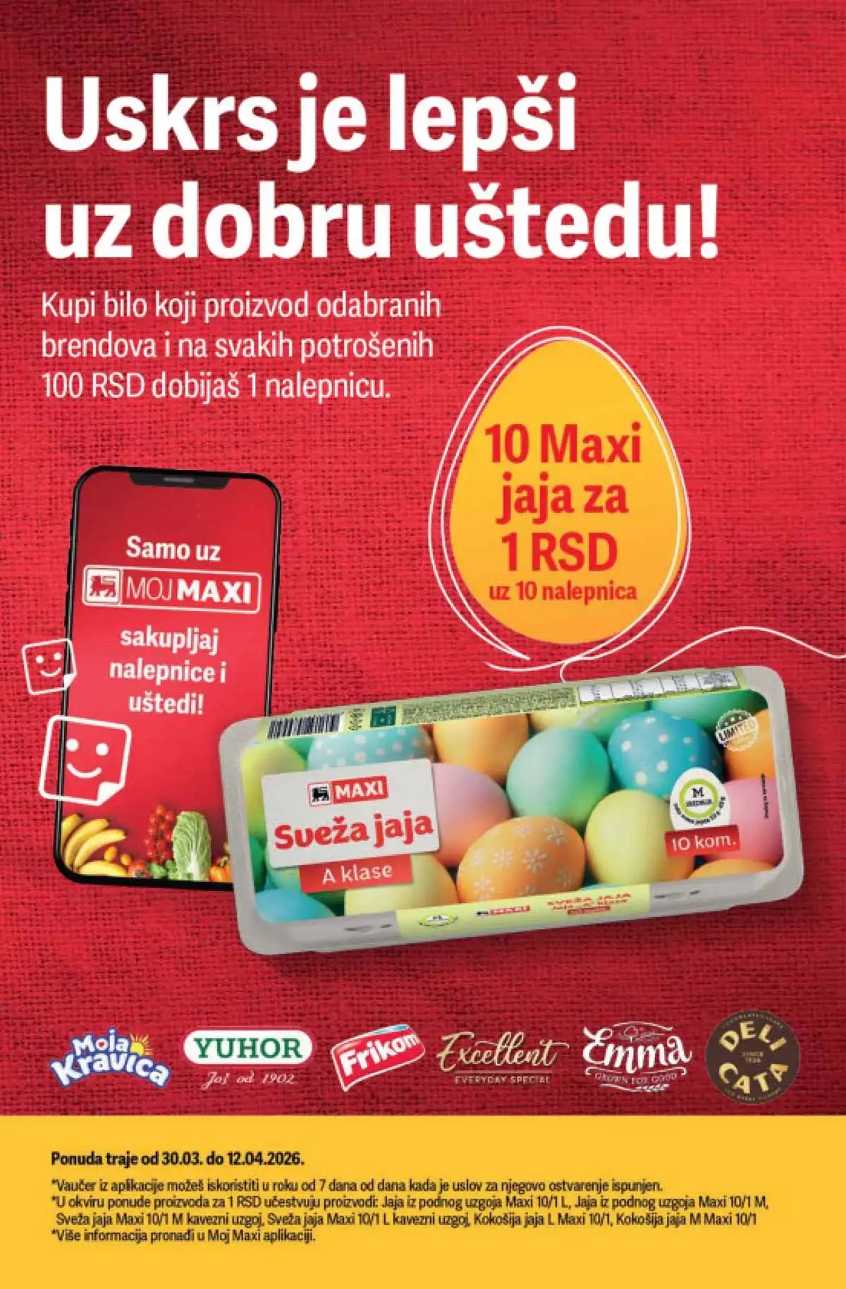 Maxi akcija do 59% strana 4 – ponude do 12.04.2026 Maxi akcija do 59% katalog strana 4 meso i delikatesi Srbija 2026