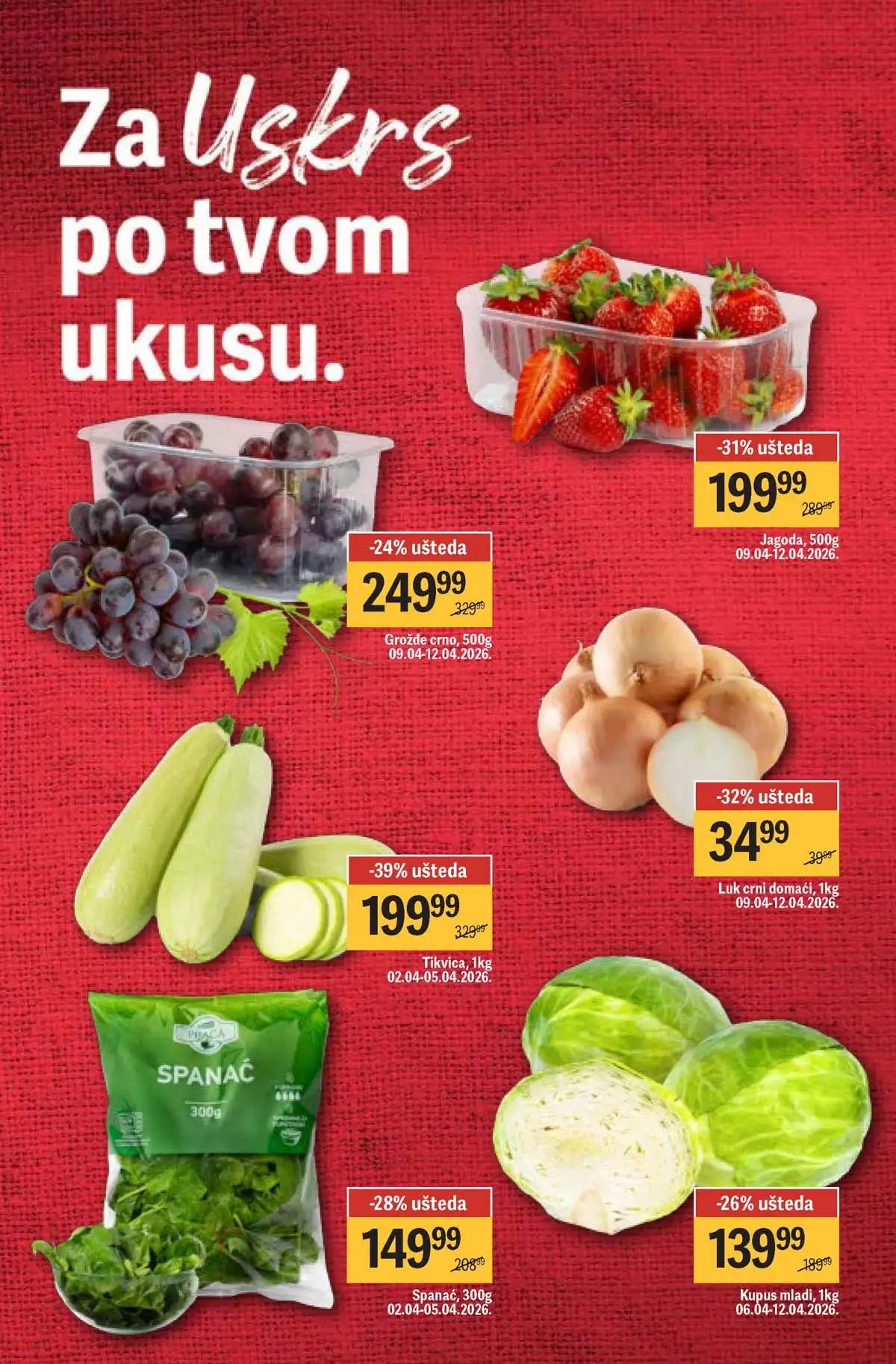 Maxi akcija do 59% strana 8 – ponude do 12.04.2026 Maxi akcija do 59% katalog strana 8 slatkiši i grickalice Srbija 2026