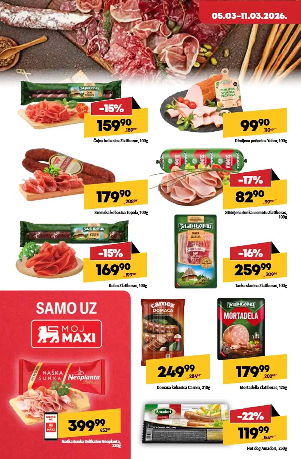 Maxi nedeljna akcija katalog strana 14 pet proizvodi popusti do 11. mart 2026 Maxi nedeljni katalog strana 14 proizvodi za kućne ljubimce akcija Srbija mart 2026