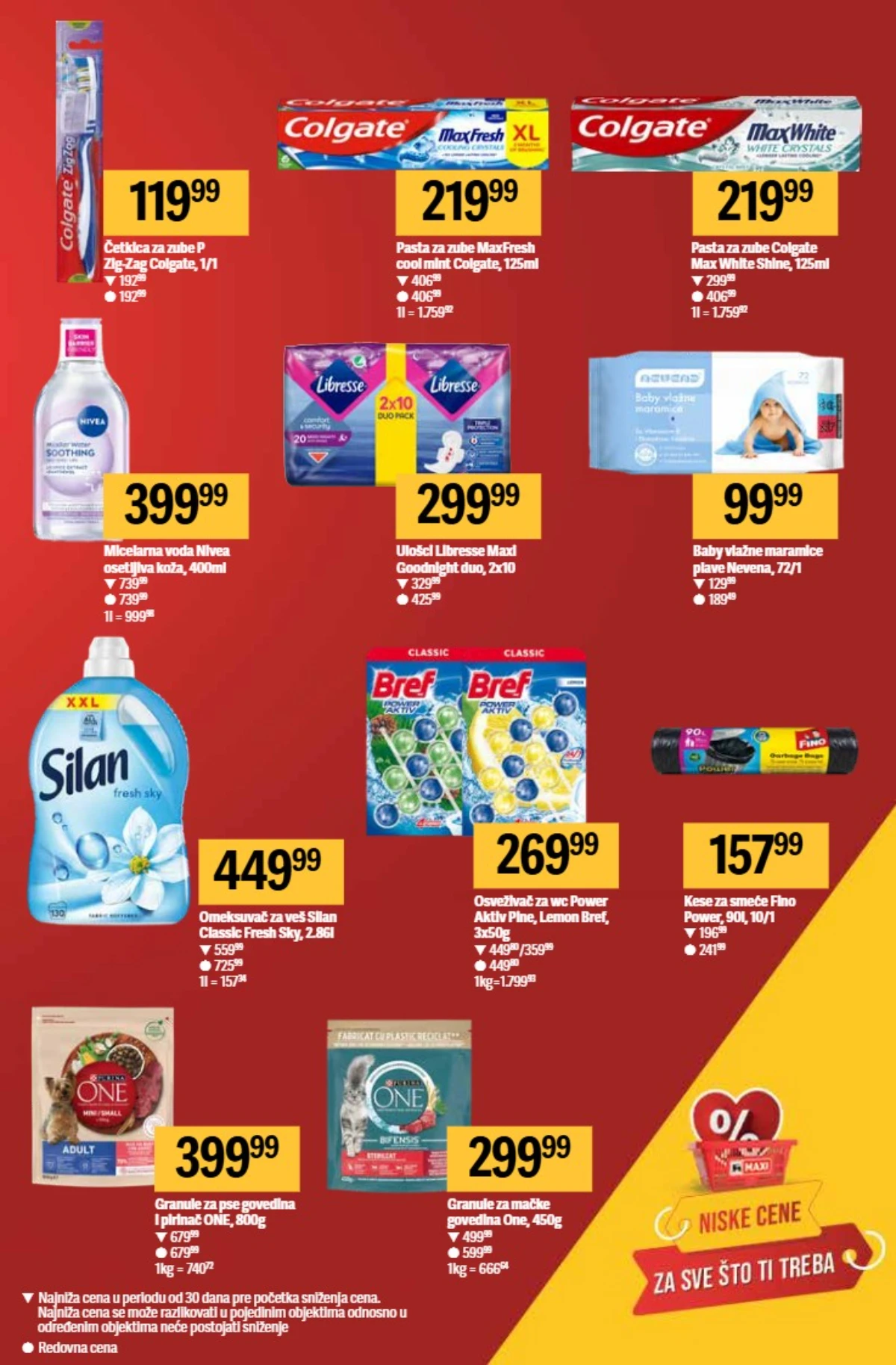 Maxi akcija Silan Bref Colgate i Nivea proizvodi po sniženim cenama