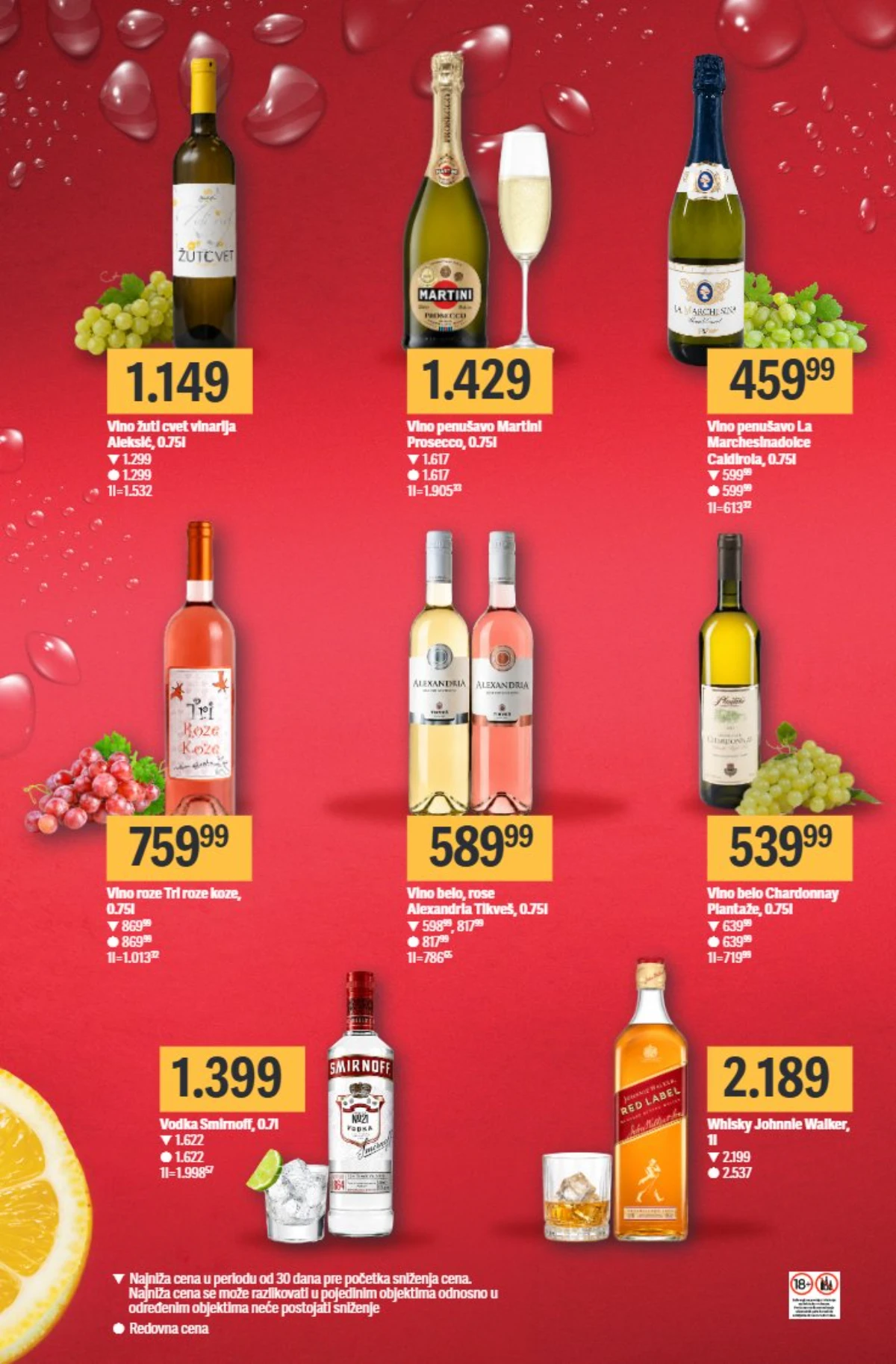 Vina i žestoka pića na akciji – strana 8 Vina vodka Smirnoff i viski Johnnie Walker strana 8