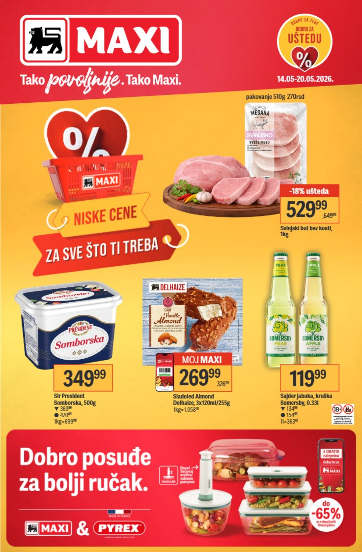 Maxi katalog 14–20.05.2026 Srbija – svinjski but, sladoledi i sveže voće po akcijskim cenama