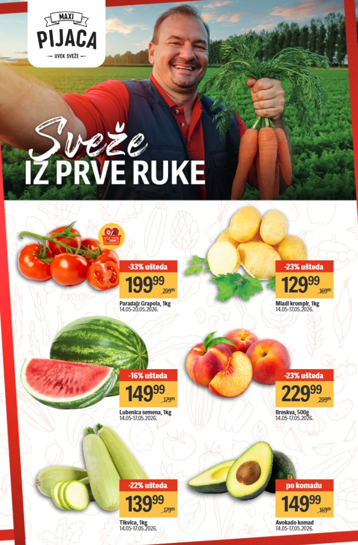 Maxi pijaca 14–17.05.2026 – paradajz, lubenica i mladi krompir po sniženim cenama