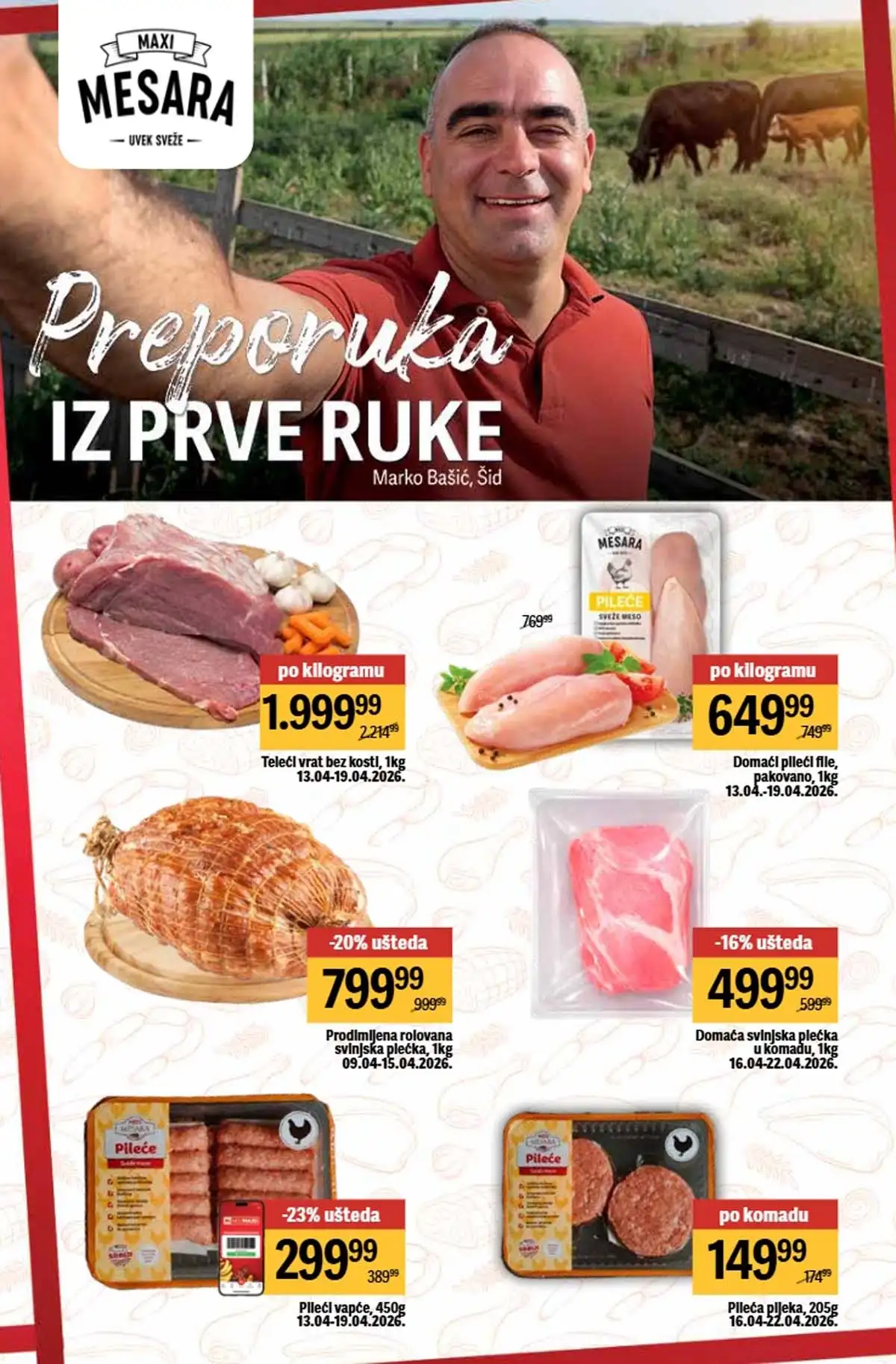 Maxi katalog nedeljna akcija strana 9 osnovne namirnice sniženja do 19. april 2026 Maxi nedeljni katalog strana 9 osnovne namirnice brašno ulje šećer Srbija april 2026