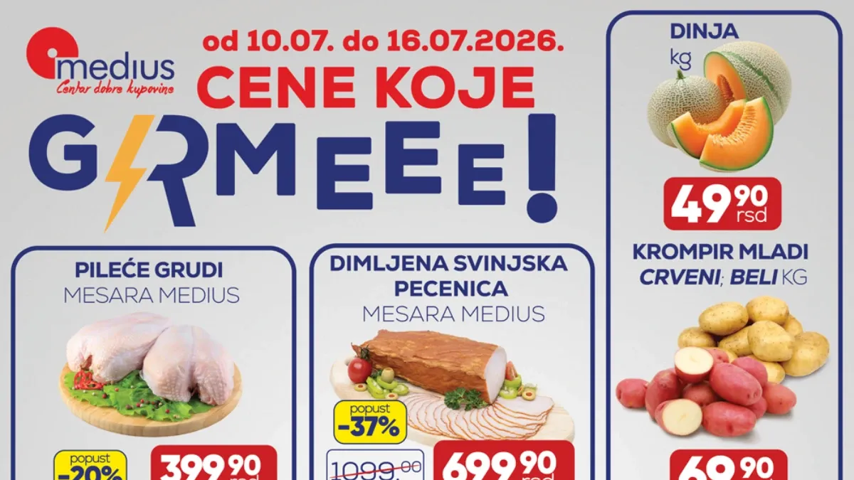 Medius akcija od 10. do 16.07.2026. – cene od 49,90 dinara i uštede do 43%