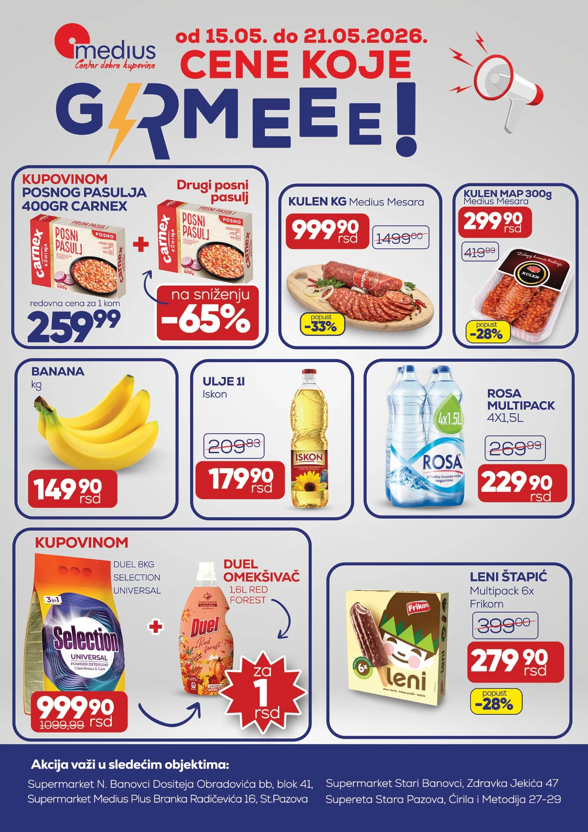 Medius akcija 15–21.05.2026 kulen banana Rosa voda ulje i Leni štapić na velikom sniženju