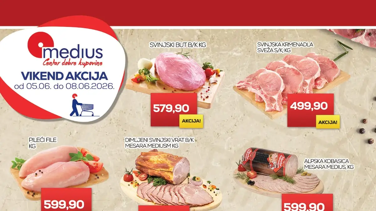 Medius vikend akcija do 31% popusta – meso, povrće i sladoledi po nižim cenama do 08.06.2026