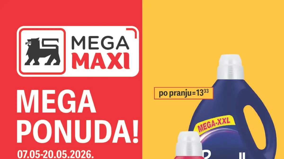 Mega Maxi katalog akcija maj 2026 – Perwoll, Silan, bicikli, tehnika i kućni proizvodi na sniženju