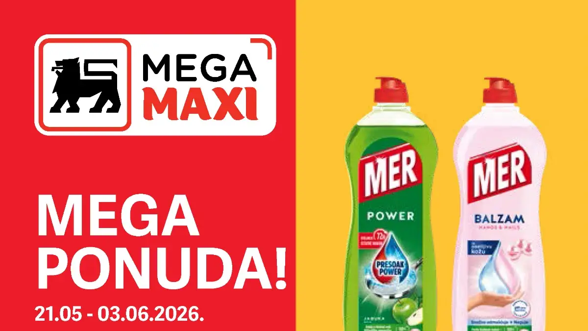 Mega Maxi katalog maj i jun 2026 – Perwoll, Persil, Bref, SUP daske, kamp oprema i tehnika na akciji do 03.06.2026