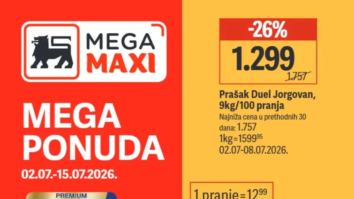 Mega Maxi katalog do 56% popusta do 15.07.2026 – letnja akcija sa ponudama za dom, tehniku i sezonsku kupovinu
