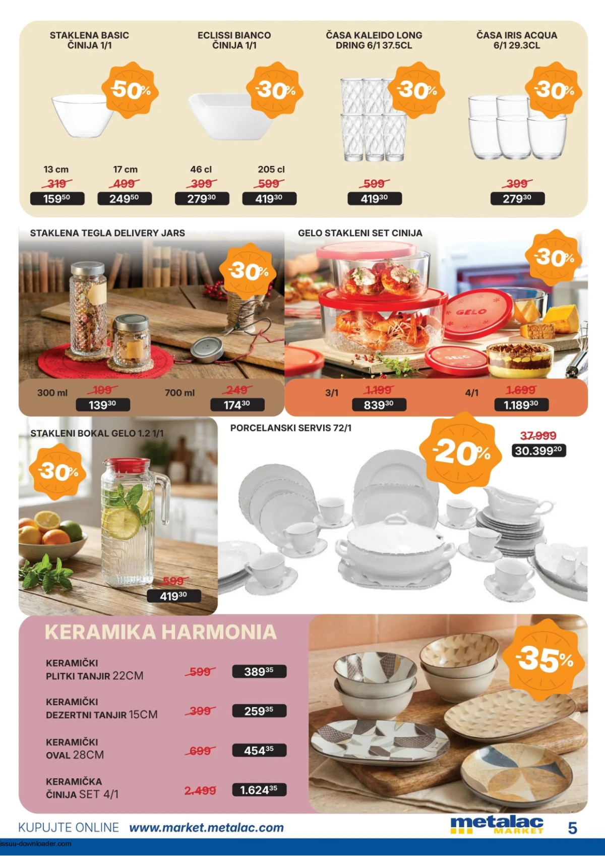 Metalac Market katalog jun 2026 strana 5 – staklo i keramika