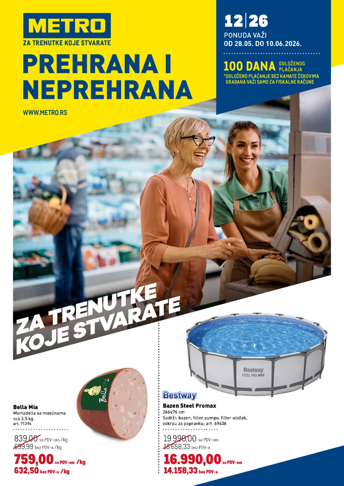 METRO katalog strana 1 – prehrana, neprehrana, mortadela i bazen na akciji do 10.06.2026