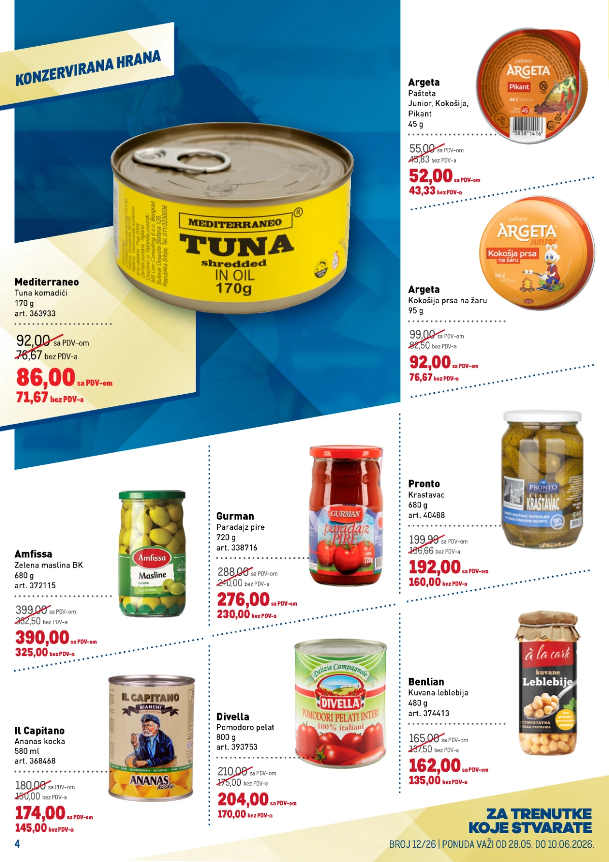 METRO katalog strana 4 – tuna, paštete, masline, paradajz pire i konzervirana hrana