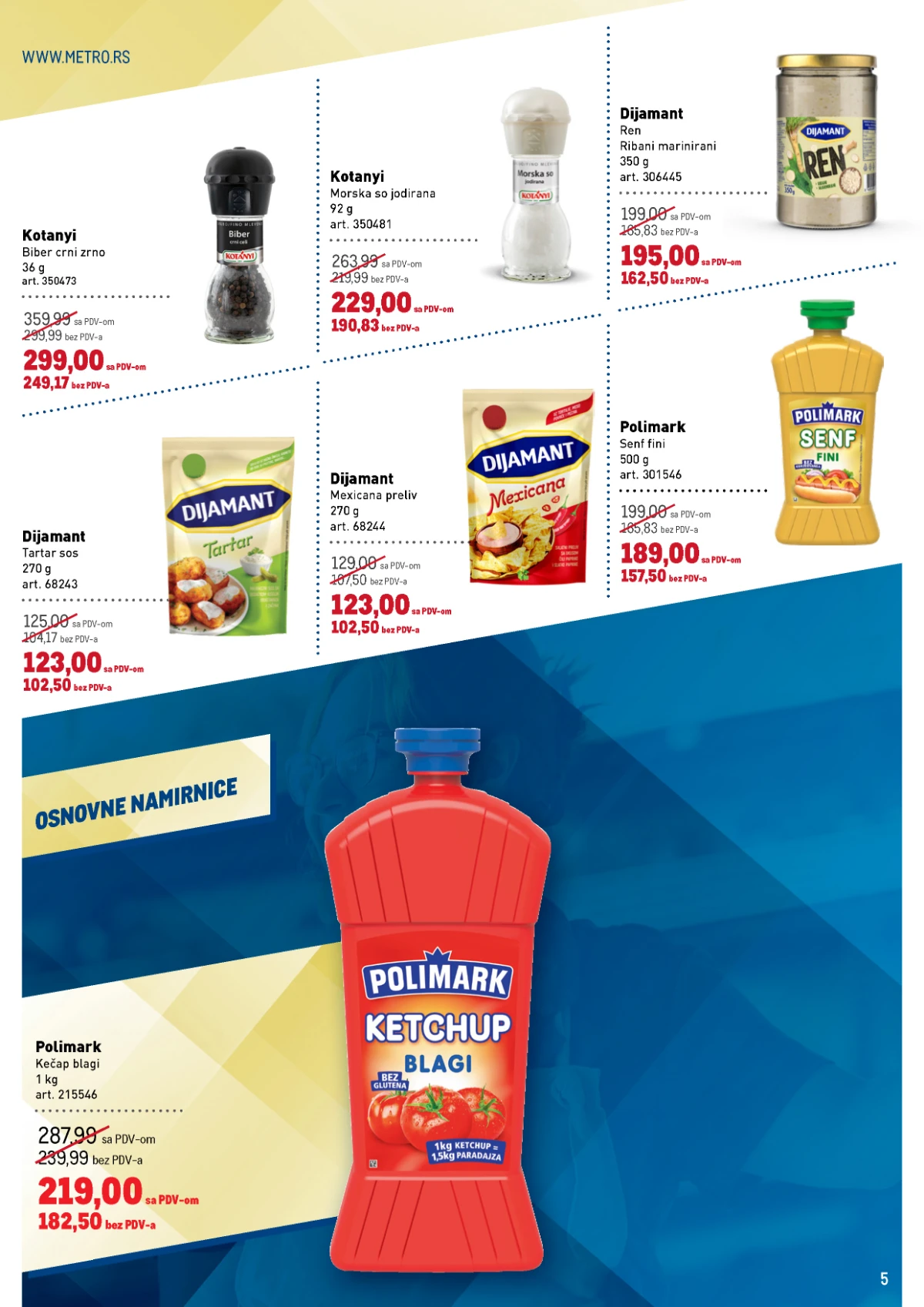 METRO katalog strana 5 – začini, sosovi, senf, ren i kečap na akciji