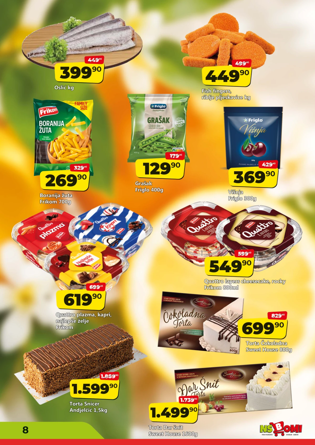 NS Bomi sladoledi, torte i smrznuti program na sniženju NS Bomi smrznuti program i deserti na akciji
