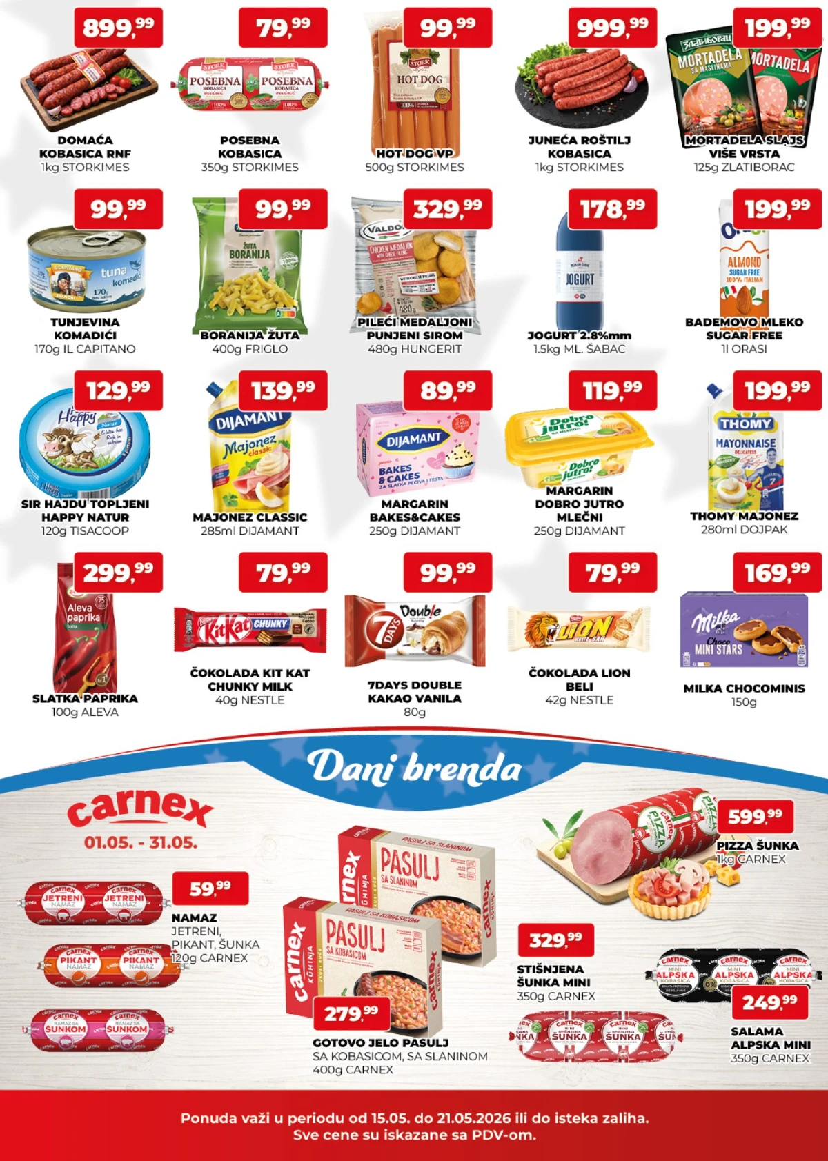 Plus Cash & Carry katalog strana 2 – kobasice, tunjevina, majonez i Milka proizvodi na akciji