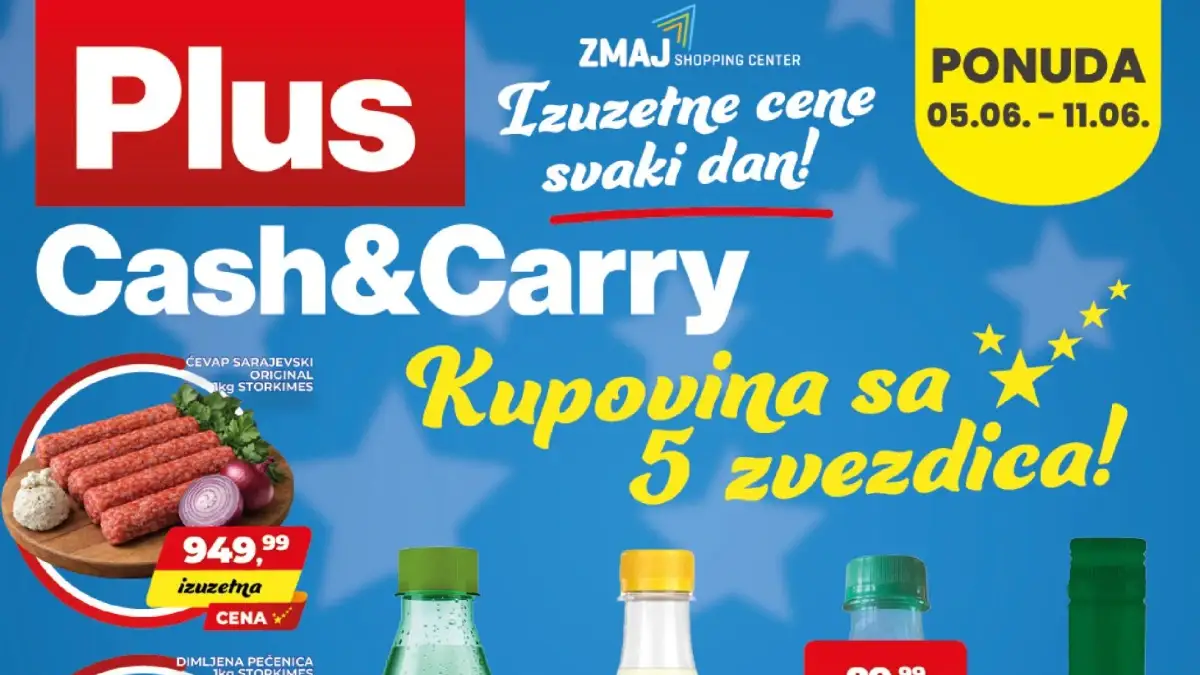 Plus Cash&Carry akcija do 11.06.2026 – cene od 23,99 din za prehranu, piće, mesne proizvode i kućnu hemiju