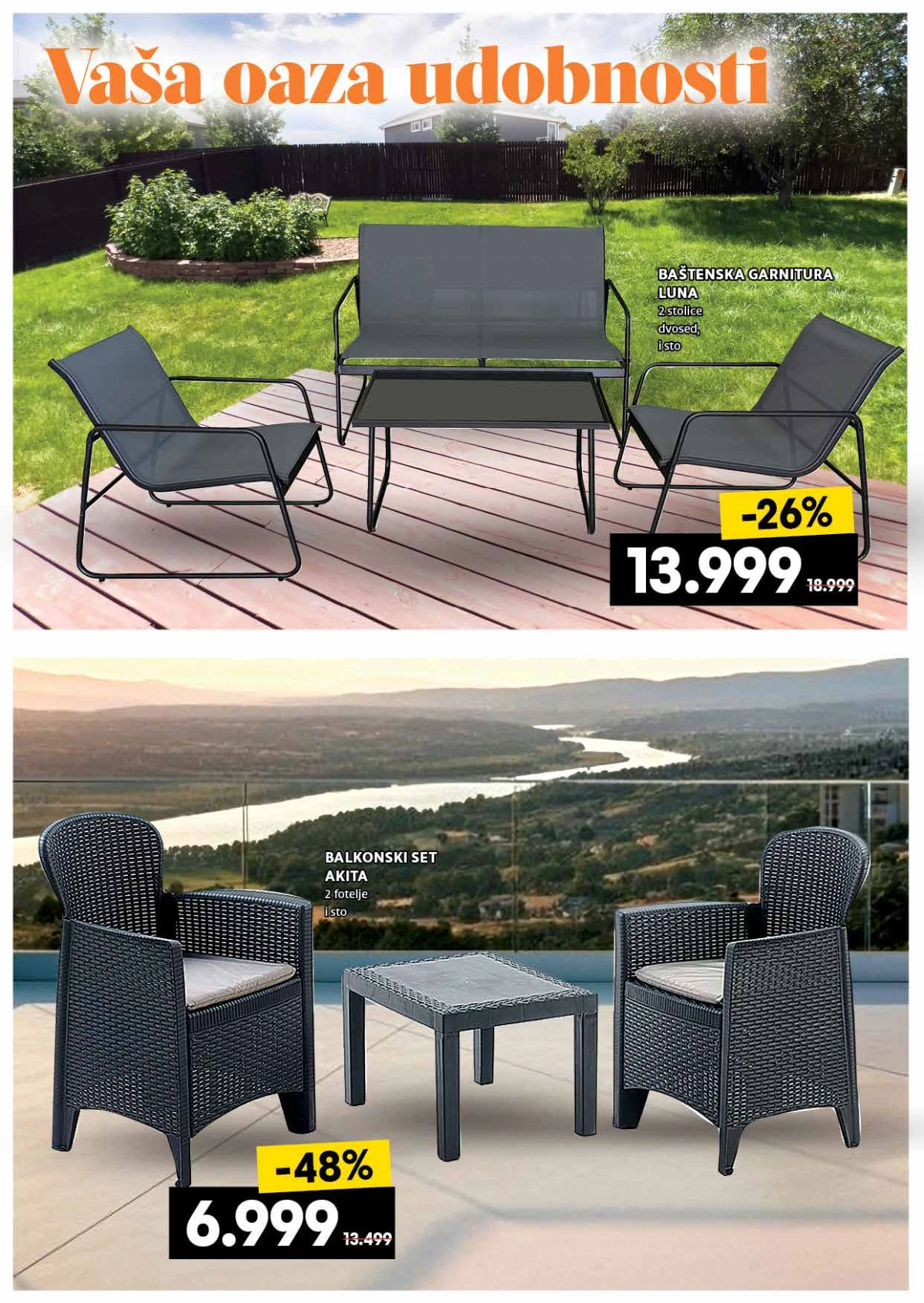 Roda baštenske garniture Luna i Akita na akciji do 02.06.2026