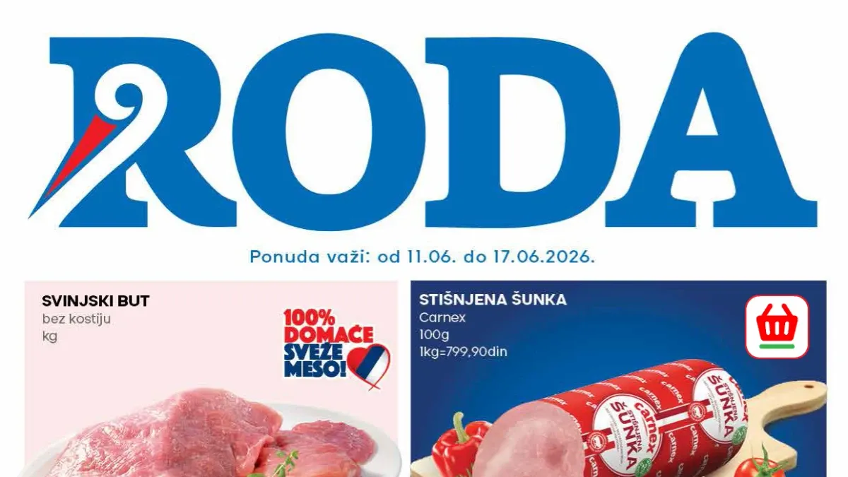 Roda nedeljna akcija do 17.06.2026 – svinjski but, šunka, banana, jaja i Grand kafa po sniženim cenama