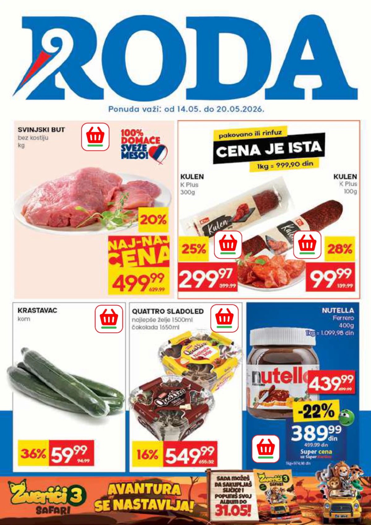 Roda katalog maj 2026 – jagode, svinjski but, Nutella i kulen na akciji