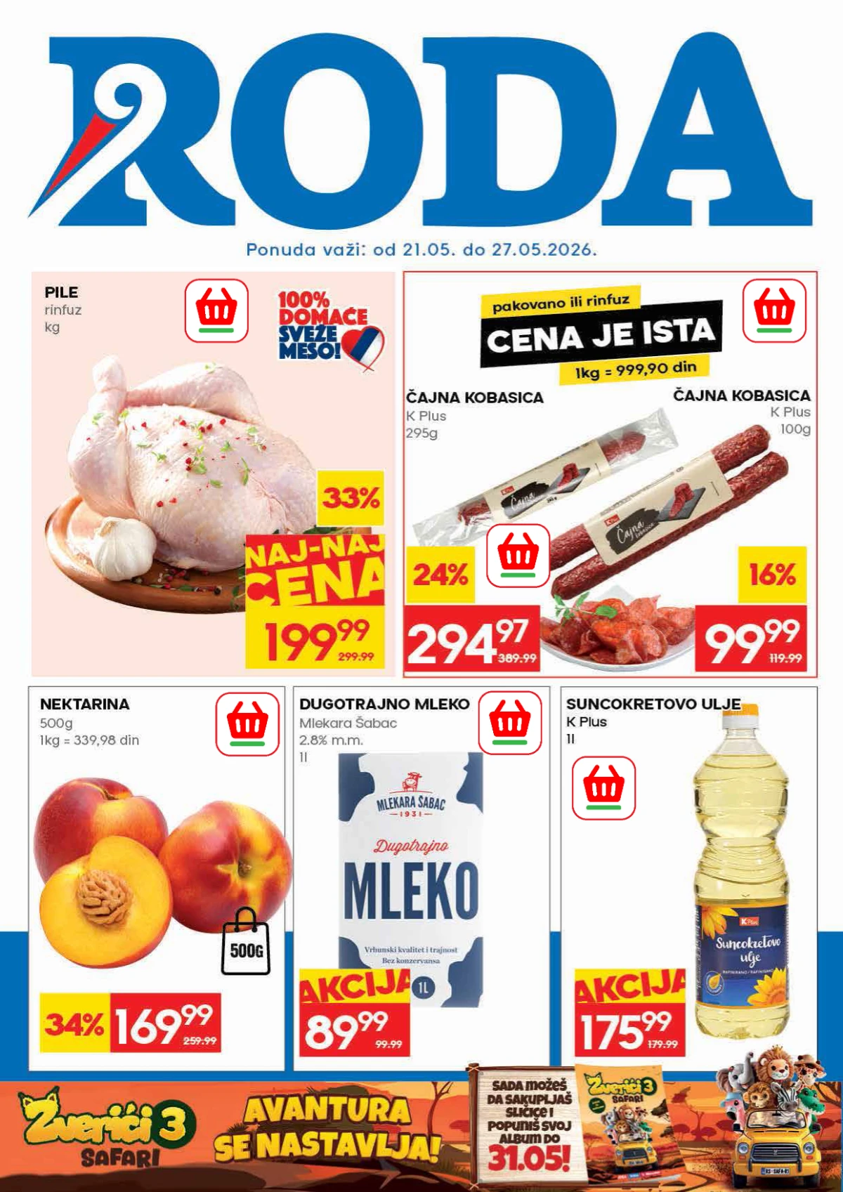Roda nedeljna akcija do 27.05.2026 – velika sniženja prehrane i kućnih proizvoda strana 1