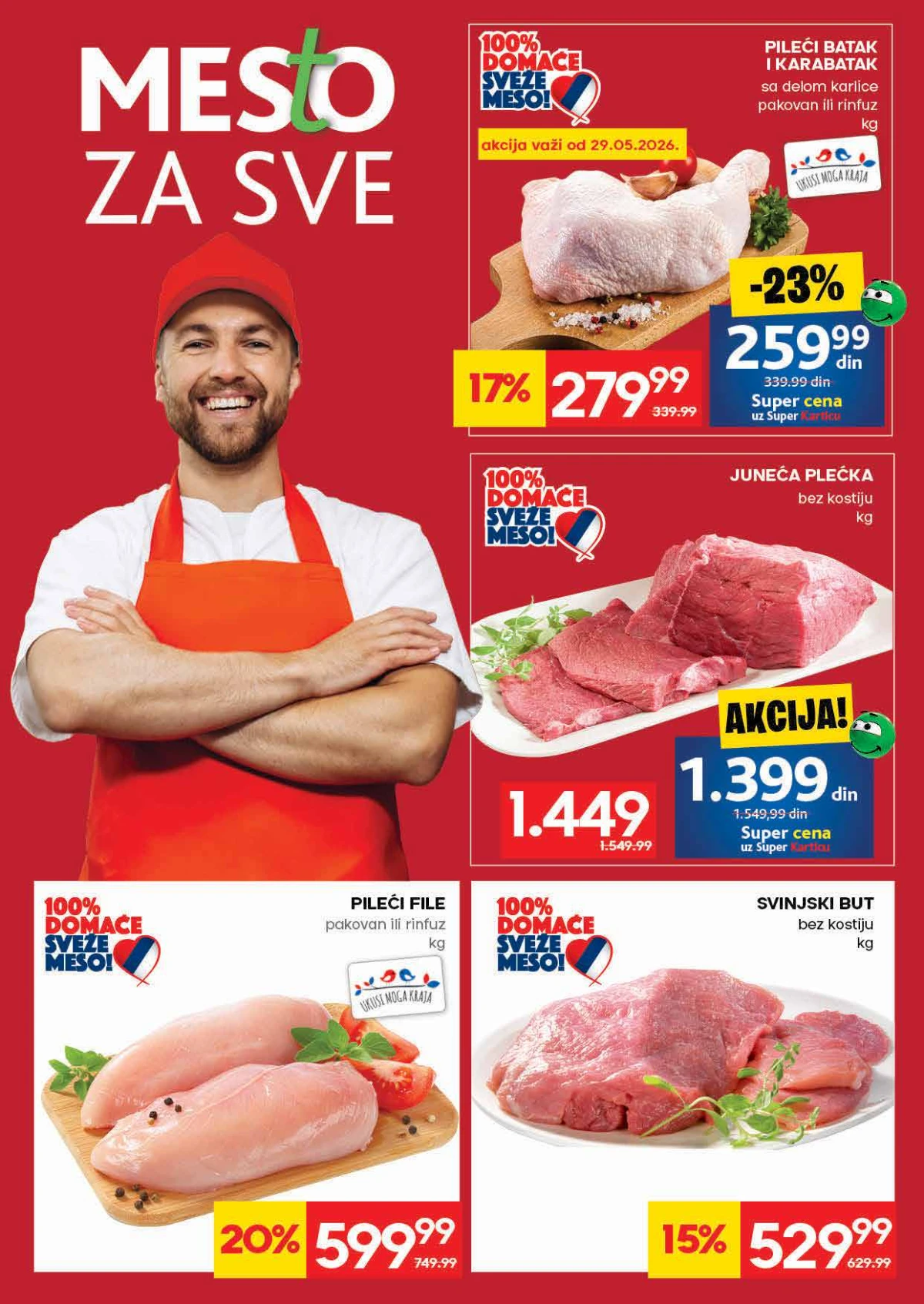 Roda katalog strana 4 – pileći file, juneća plećka i svinjski but na akciji