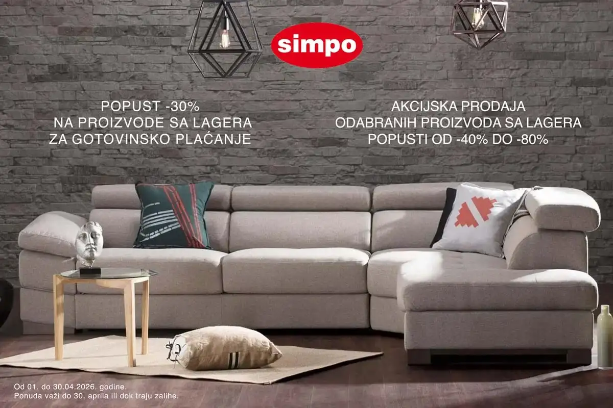 SIMPO rasprodaja do 80% katalog namještaja 2026 Srbija strana 1