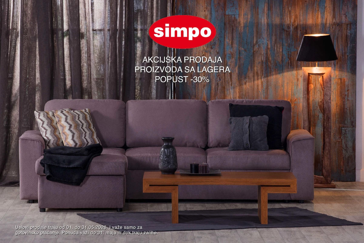 SIMPO akcija do 30% nameštaj sa lagera Srbija maj 2026 strana 1