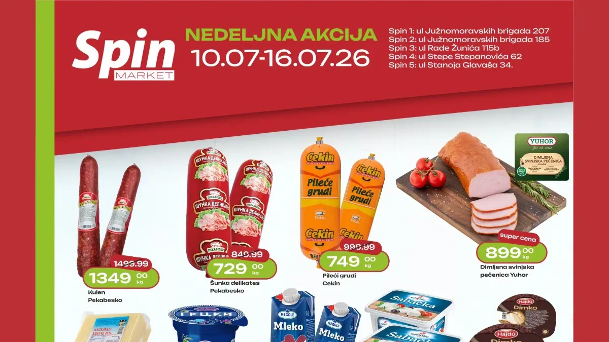 Spin Market akcija od 10. do 16.07.2026 – nedeljni katalog sa akcijskim cenama