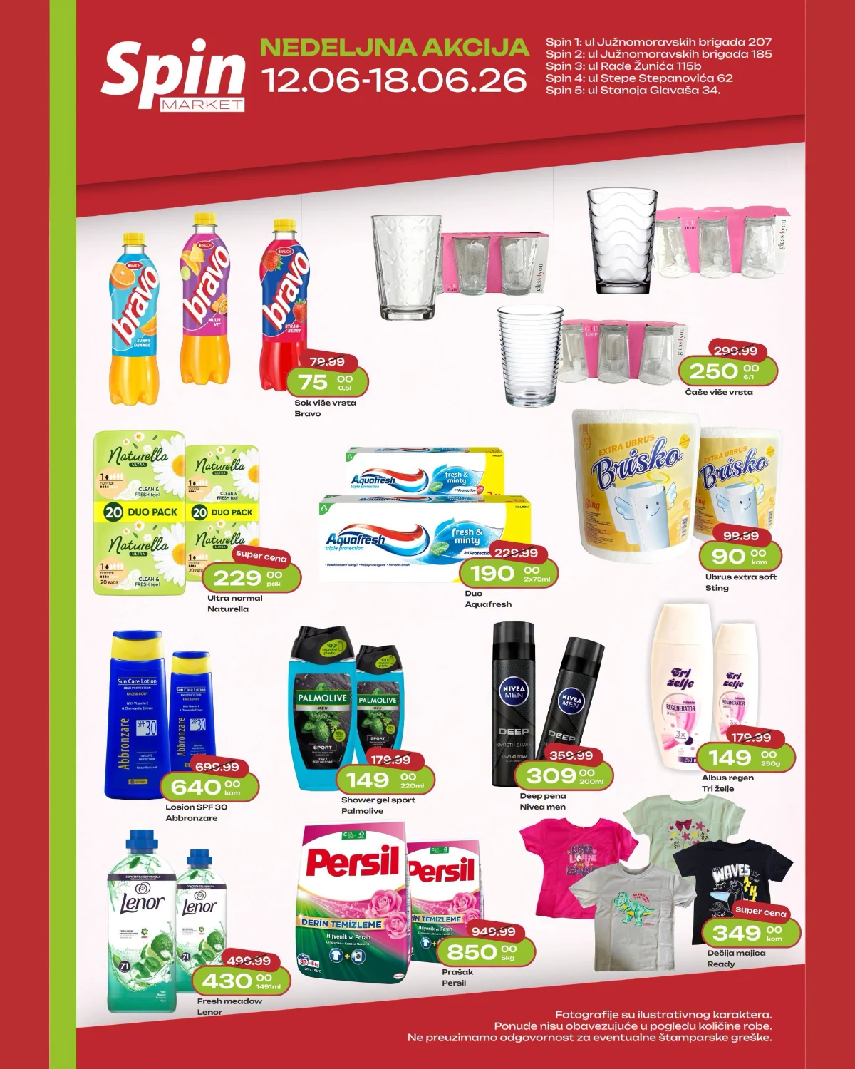 Spin Market akcija do 18.06.2026 – Bravo sokovi, Persil, Lenor, Palmolive i proizvodi za domaćinstvo na sniženju