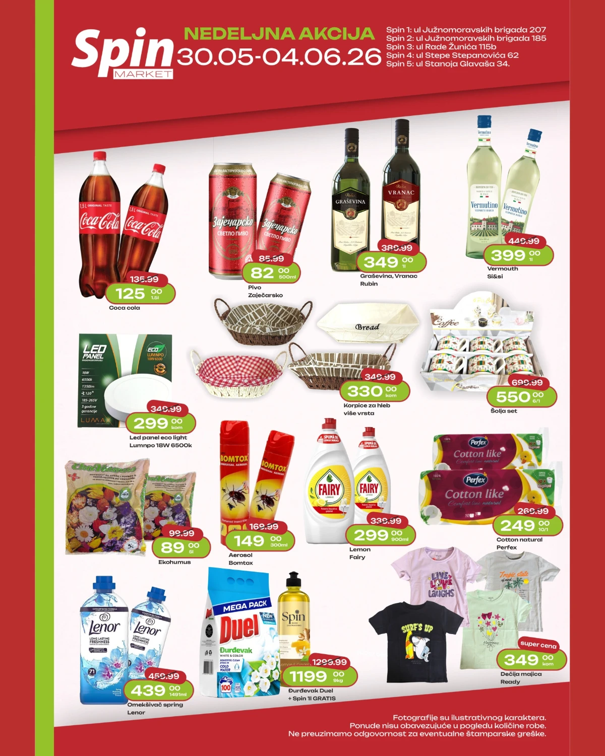 Spin Market akcija do 04.06.2026 – Coca-Cola, Fairy, Duel, Lenor i kućne potrepštine po nižim cenama